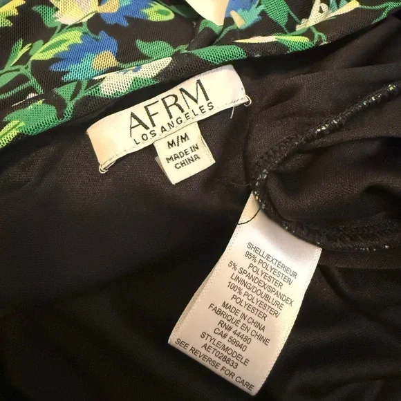 AFRM Long Sleeve Off The Shoulder Top | Teal Vine Green Floral | Medium | NWT - Picture 4 of 4